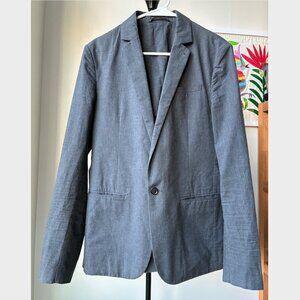 All Saints Gray Teslin Italian Cloth Cotton Blazer - Size 36